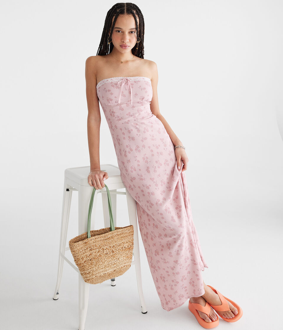 Floral Strapless Slip Midi Dress