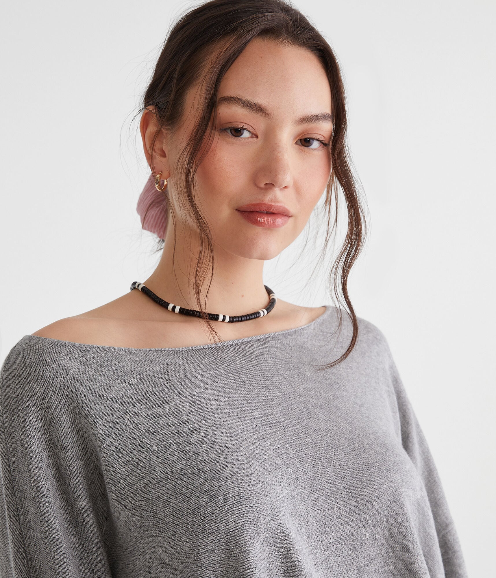 Solid Slash-Neck Sweater