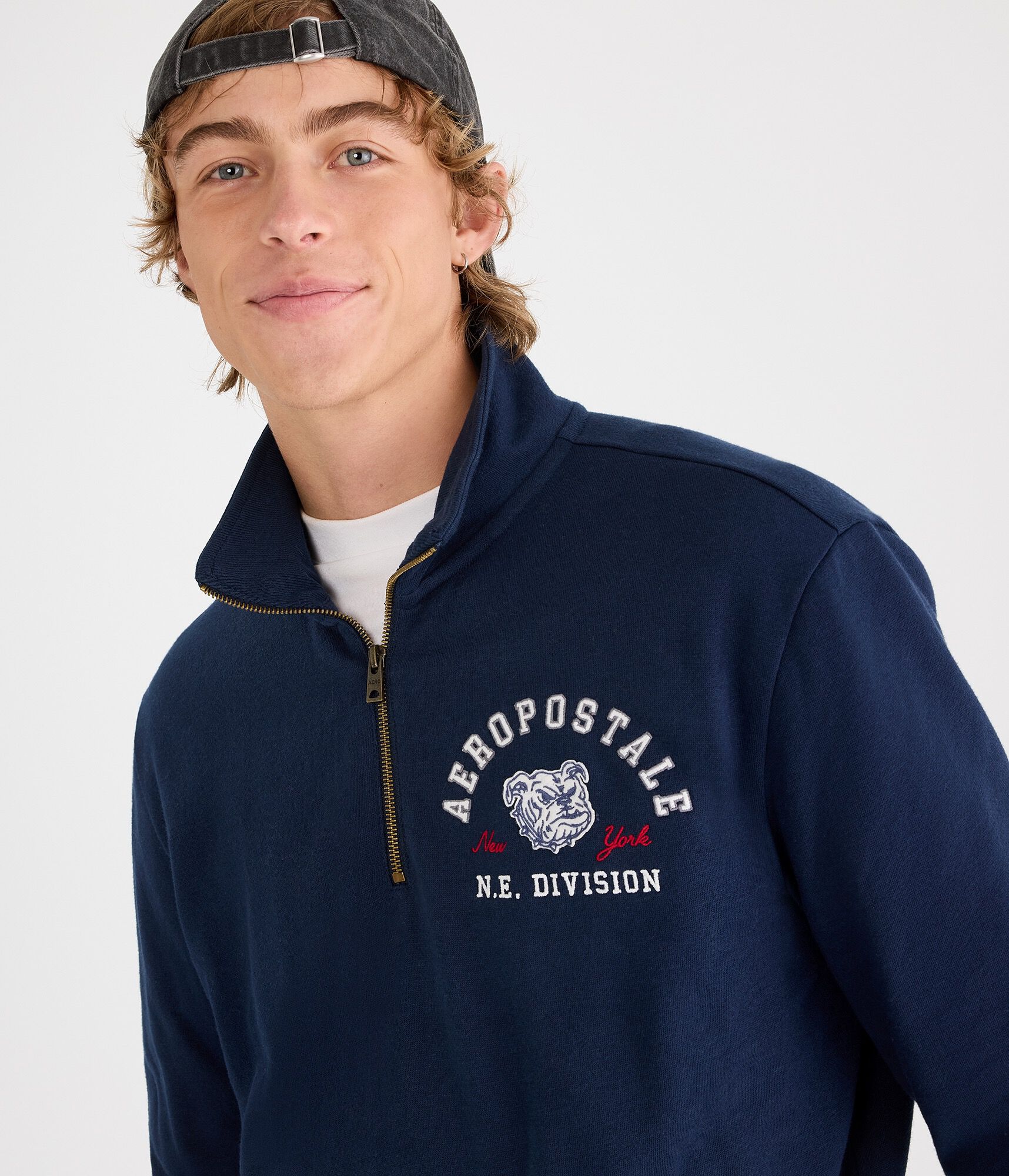 Aeropostale Bulldog Heritage Quarter-Zip Sweatshirt