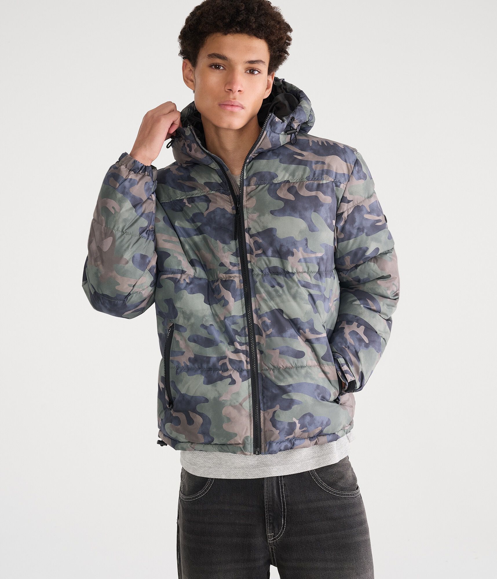 Camo Hooded Heavyweight Puffer Jacket