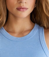 Washed High-Neck Cropped Waffle Tank