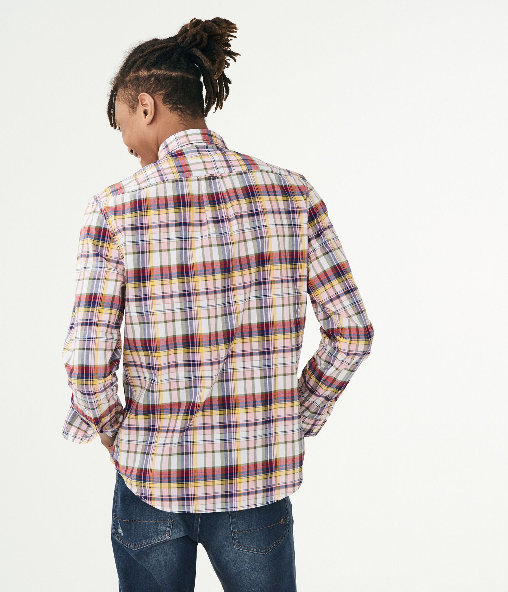 Long Sleeve Plaid Woven Shirt