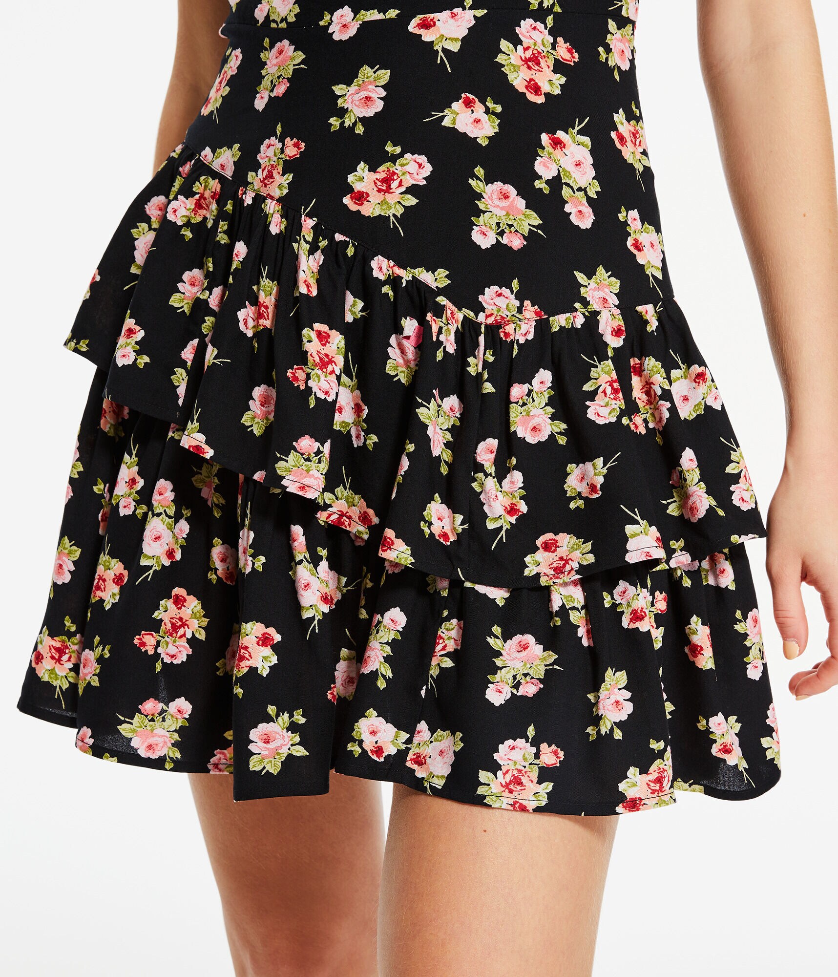 Floral V-Neck Ruffled Mini Dress