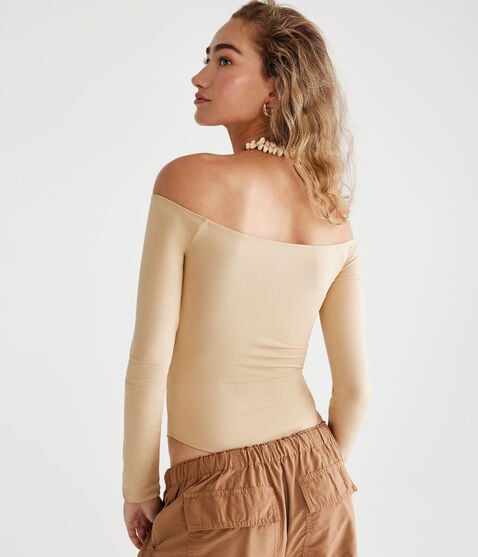 Long Sleeve Seriously Soft Sculpt Off-The-Shoulder Bodysuit Long Sleeve Seriously Soft Sculpt Off-The-Shoulder Bodysuit