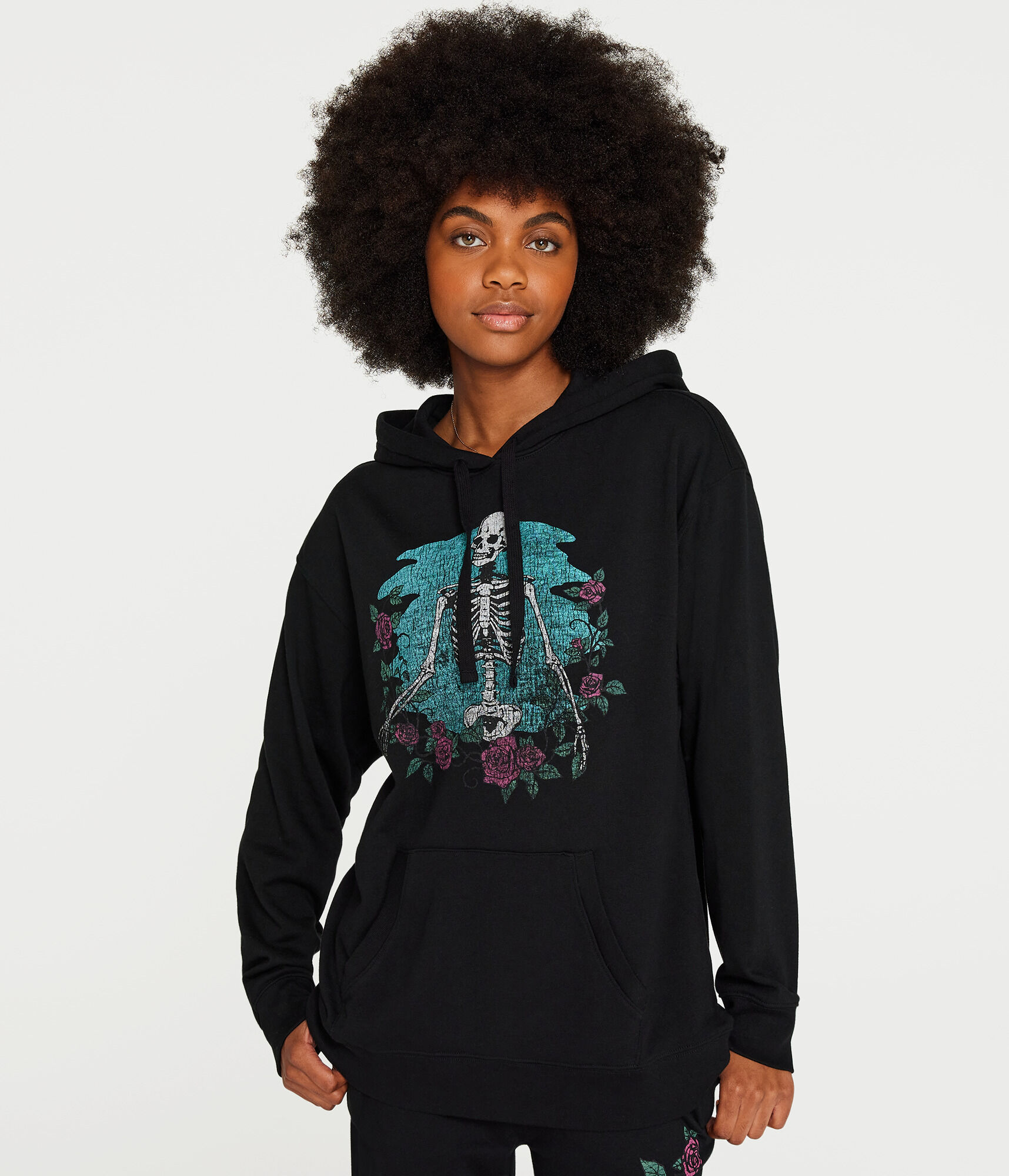 Skeleton Roses Boyfriend Pullover Hoodie