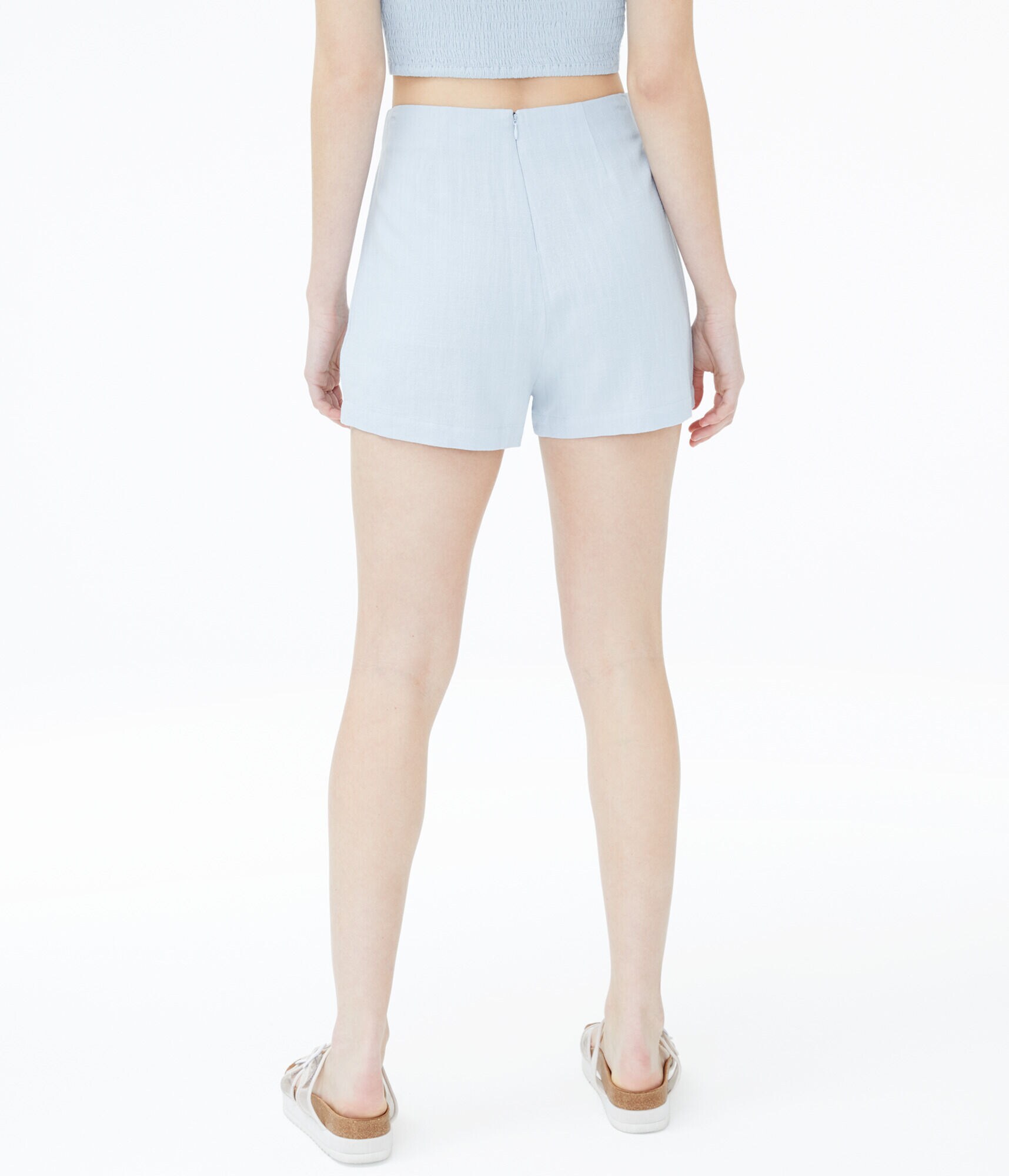High-Waisted Button-Front Skort