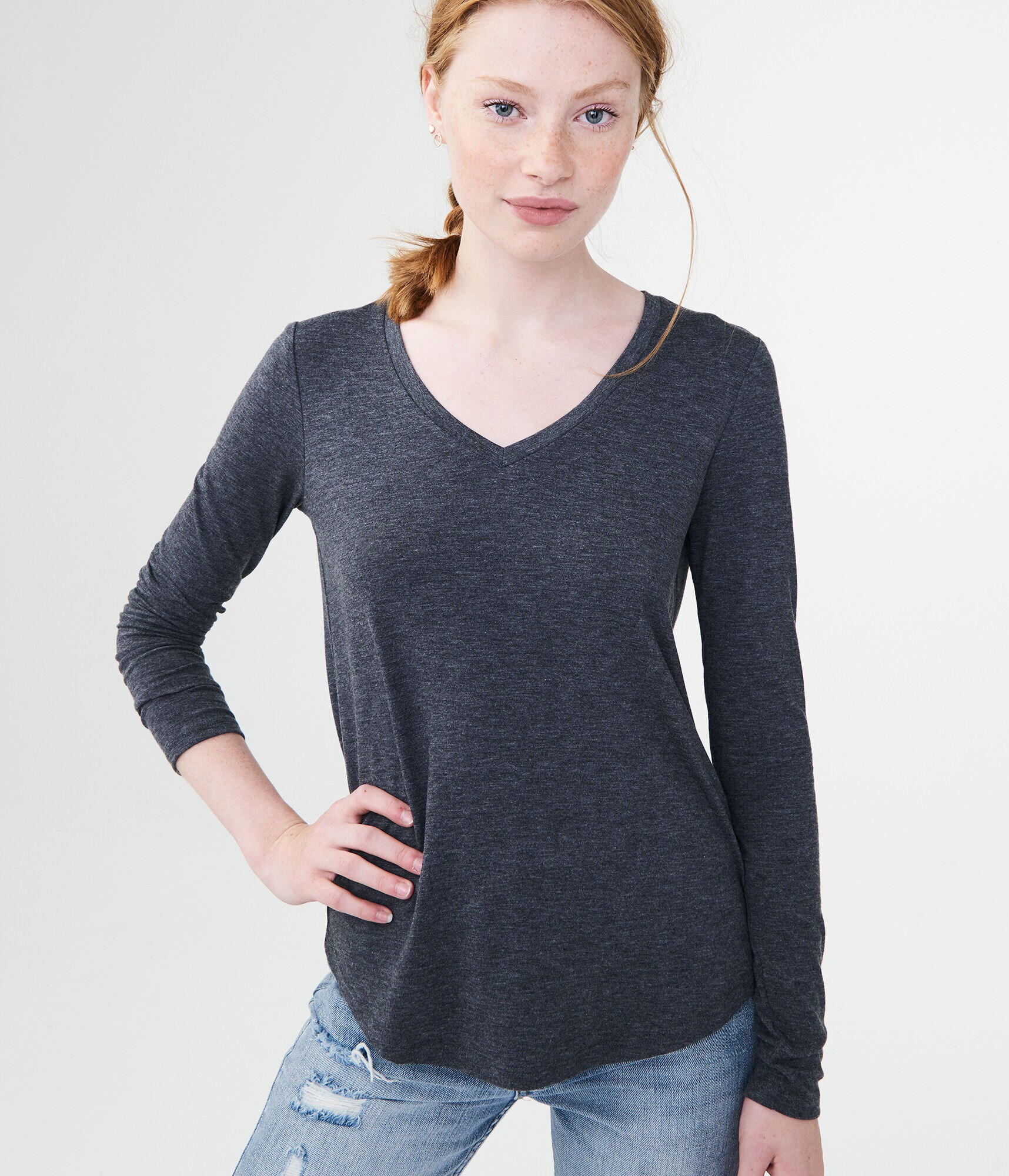 Long Sleeve Seriously Soft Solid V-Neck Tee
