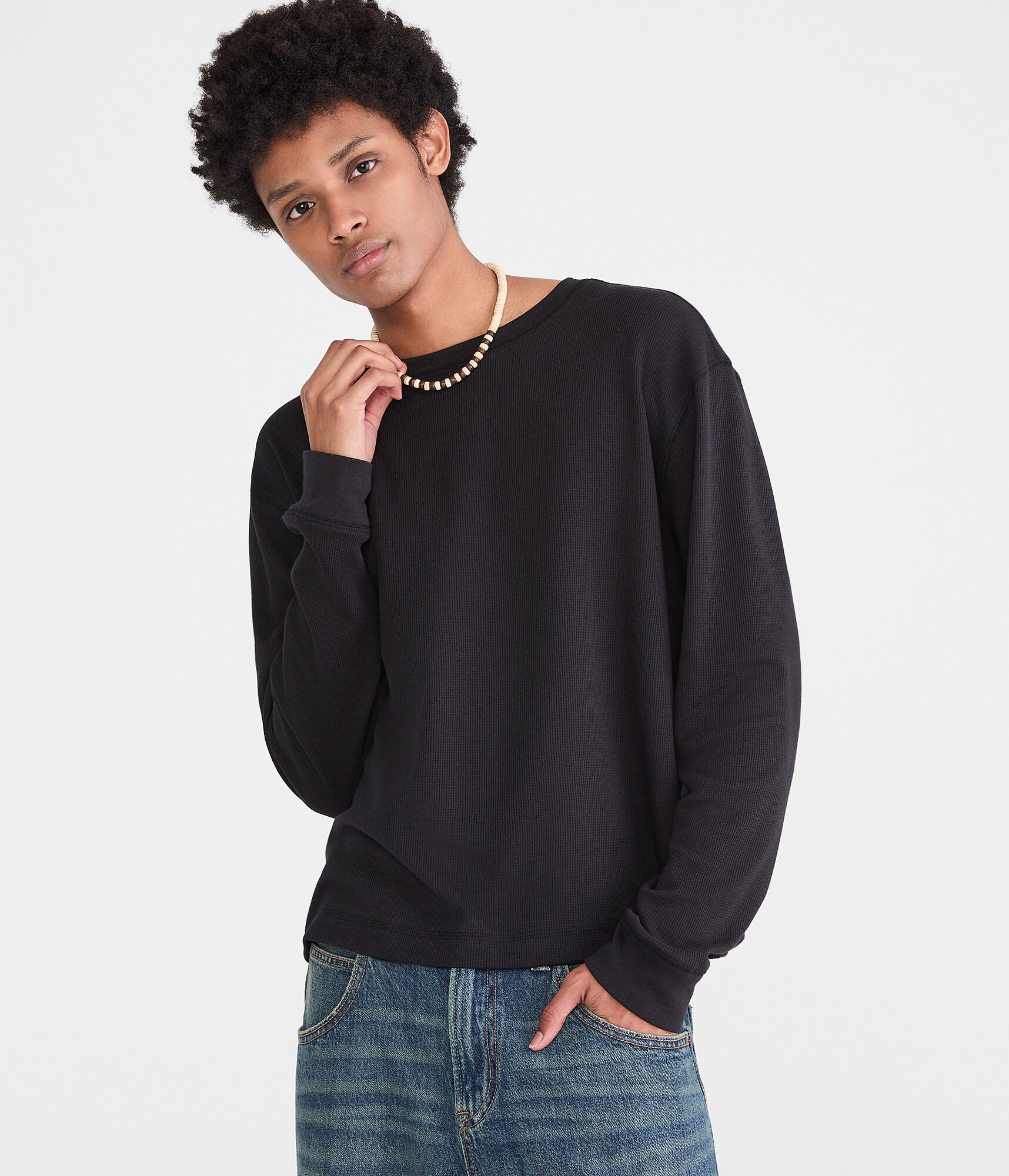 Long Sleeve Boxy Thermal Crew Tee
