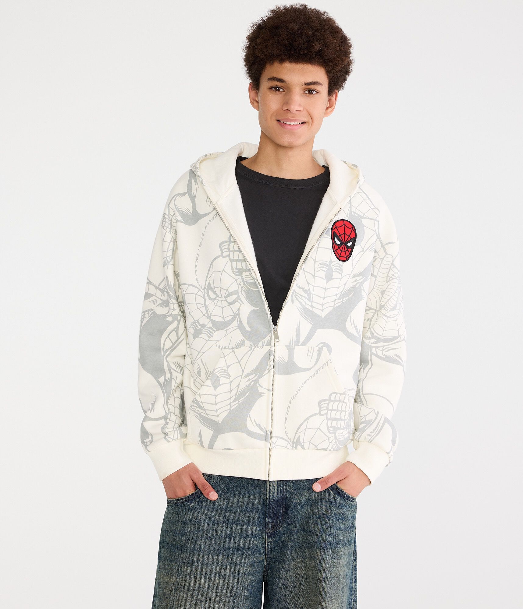 Marvel | A&eacute;ropostale Spider-Man Action Print Boxy Full-Zip Hoodie