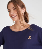 Teddy Bear Slash-Neck Sweater