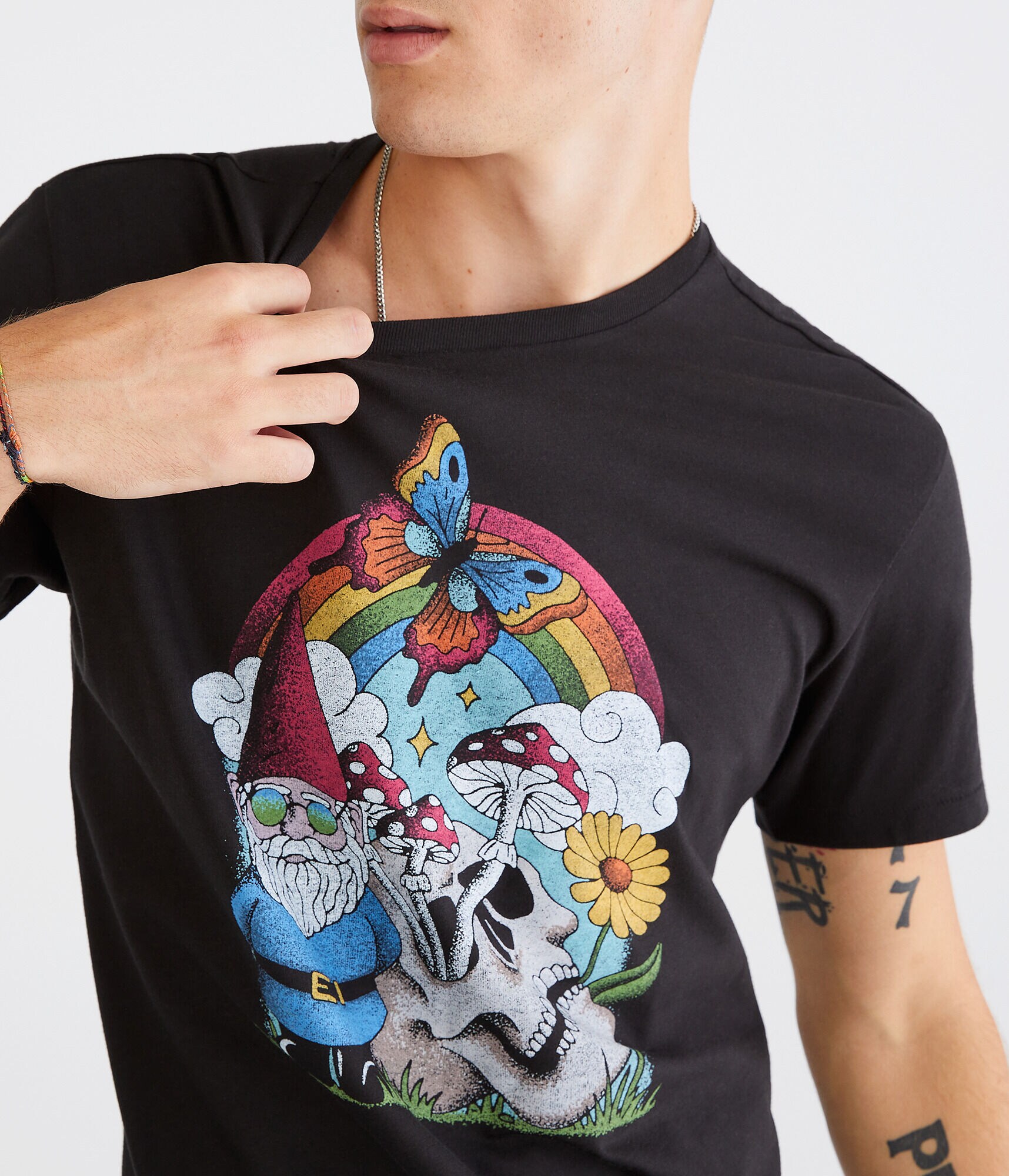 Gnome Mushroom Skull Graphic Tee