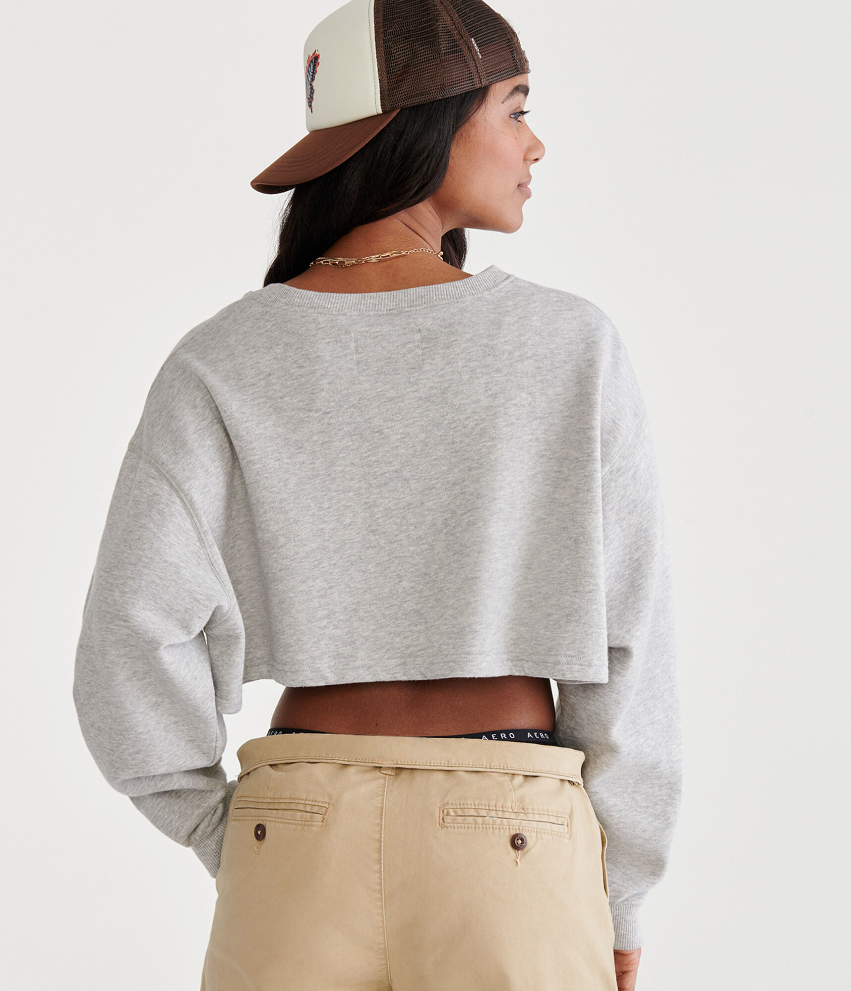 Coca-Cola&reg; by A&eacute;ropostale Coca-Cola Logo Cropped Crew Sweatshirt