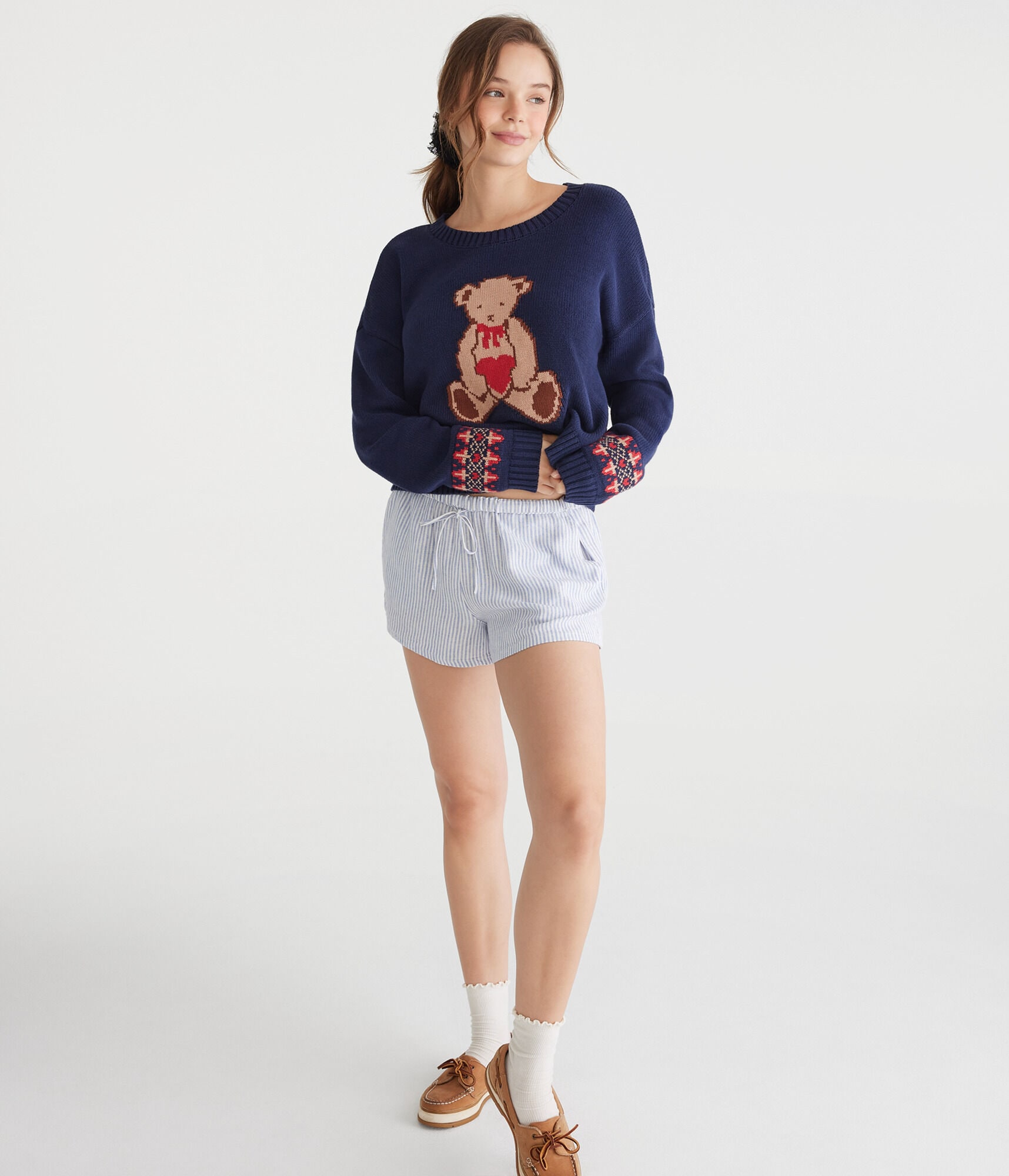 Teddy Bear Slouchy Crew Sweater