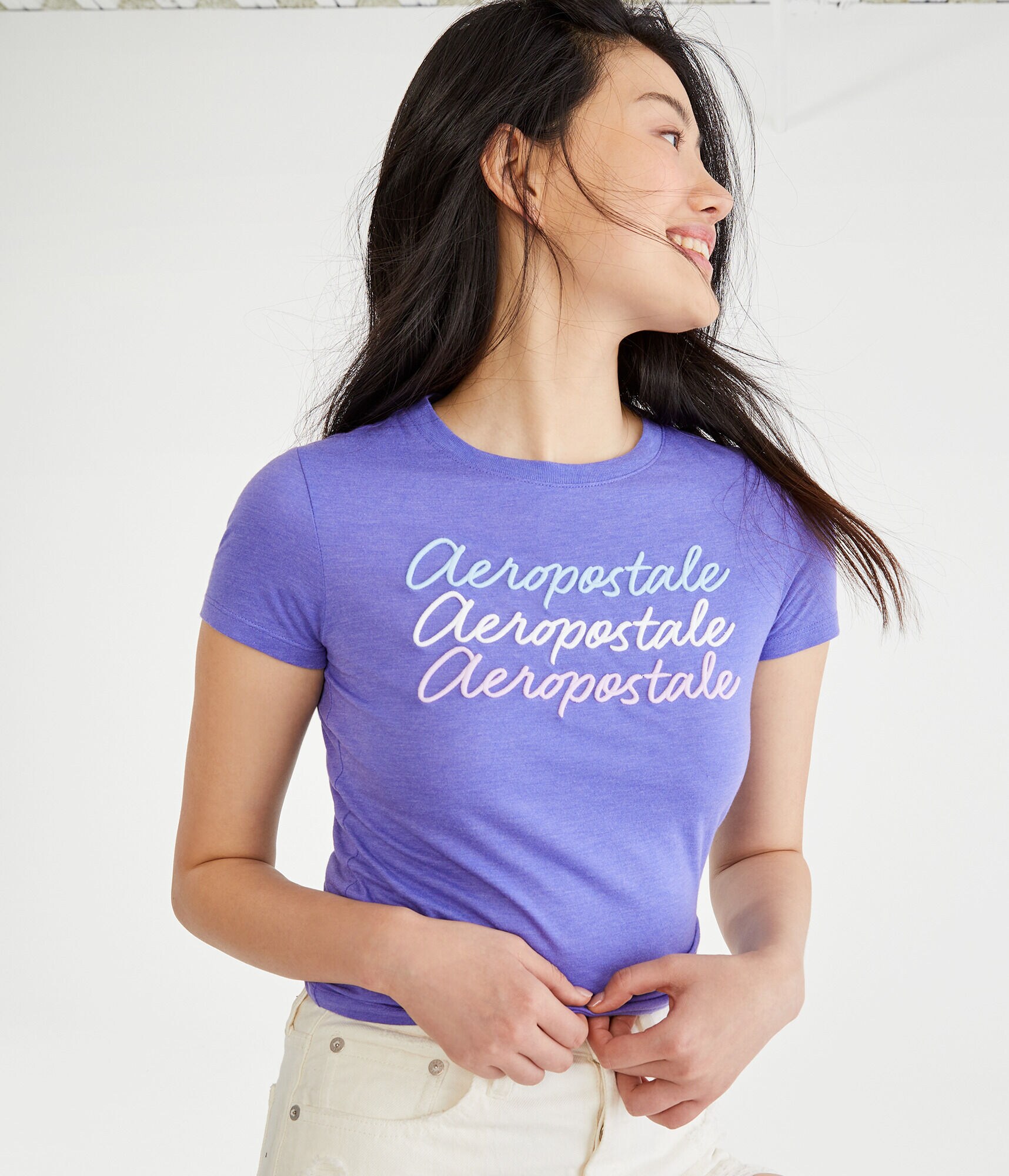Aeropostale Stacked Script Graphic Tee