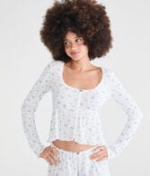 Long Sleeve Cropped Babydoll Sleep Tee