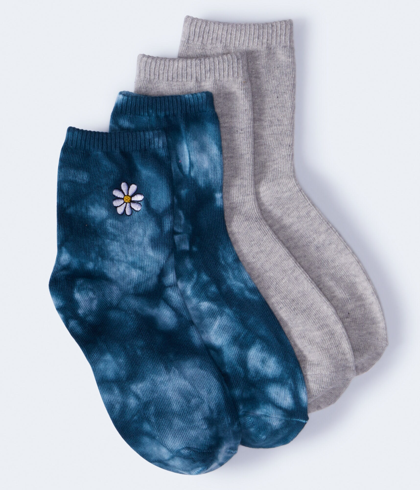 Daisy Tie-Dye &amp; Solid Crew Sock 2-Pack