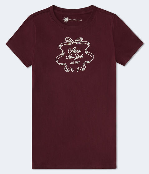 Aero New York Ribbon Flocked Graphic Tee Aero New York Ribbon Flocked Graphic Tee
