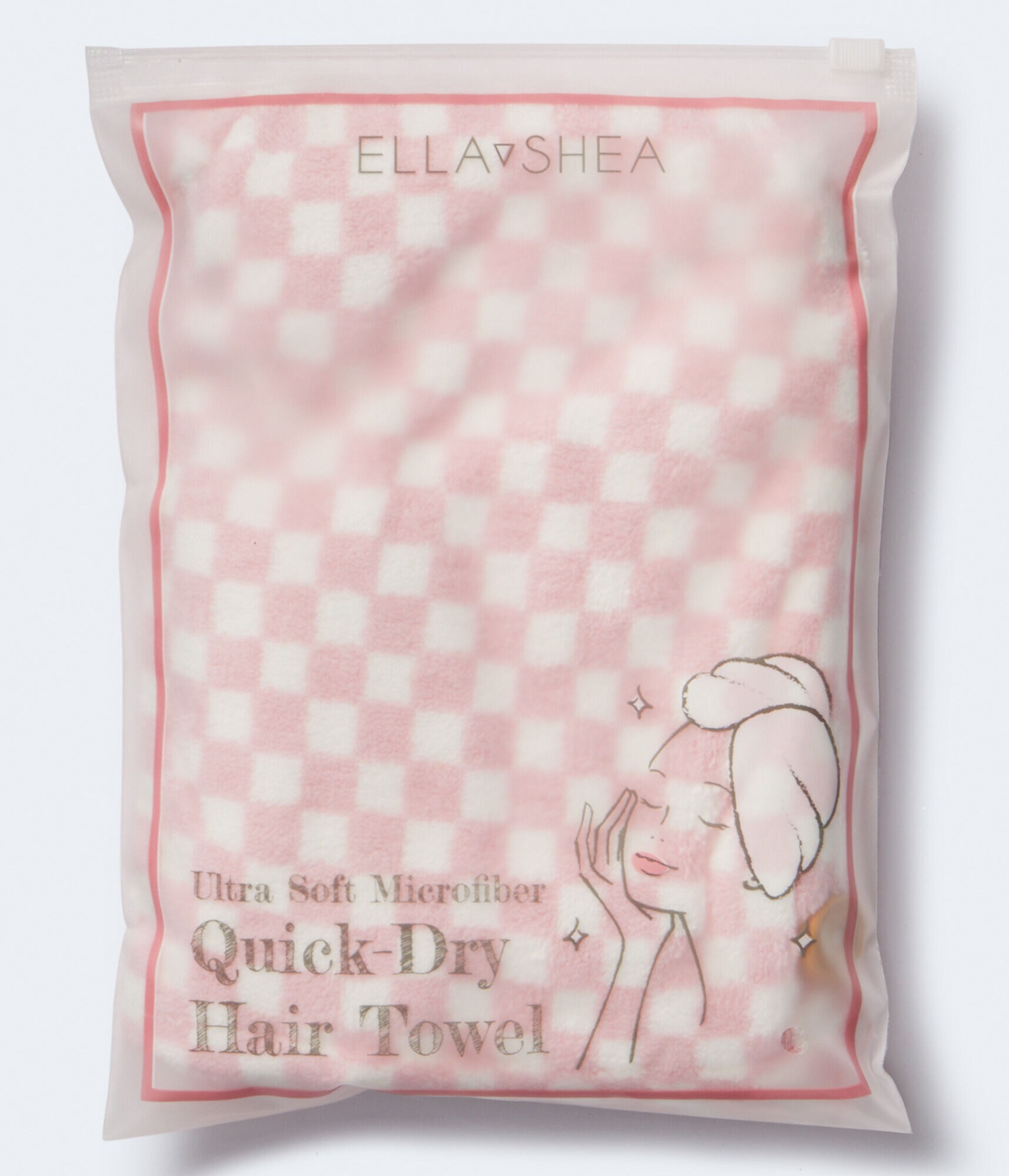 Ella Shea Checkerboard Microfiber Quick-Dry Hair Towel
