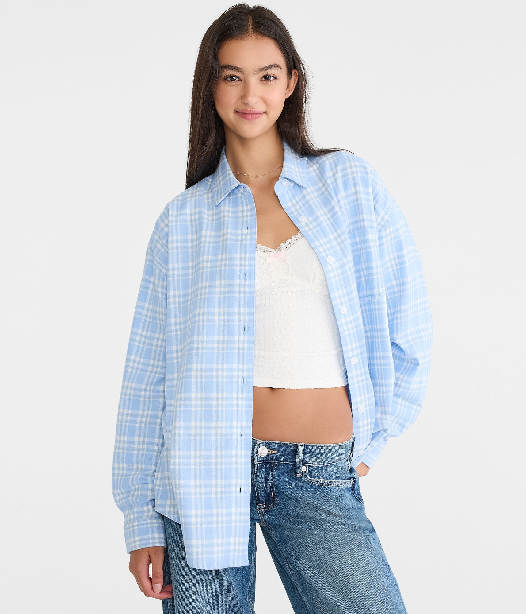 Long Sleeve Relaxed Plaid Shirt