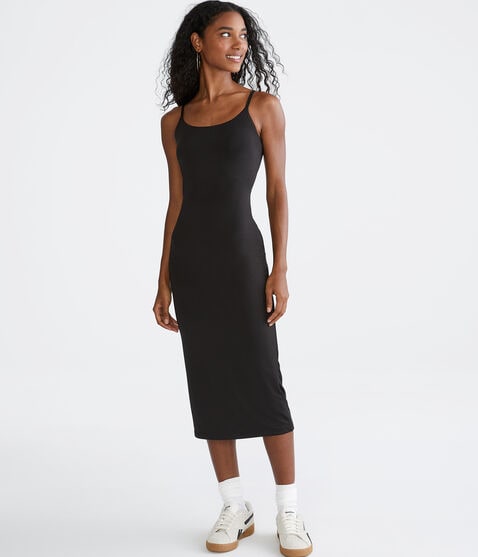 Solid Scoop-Neck Bodycon Midi Dress