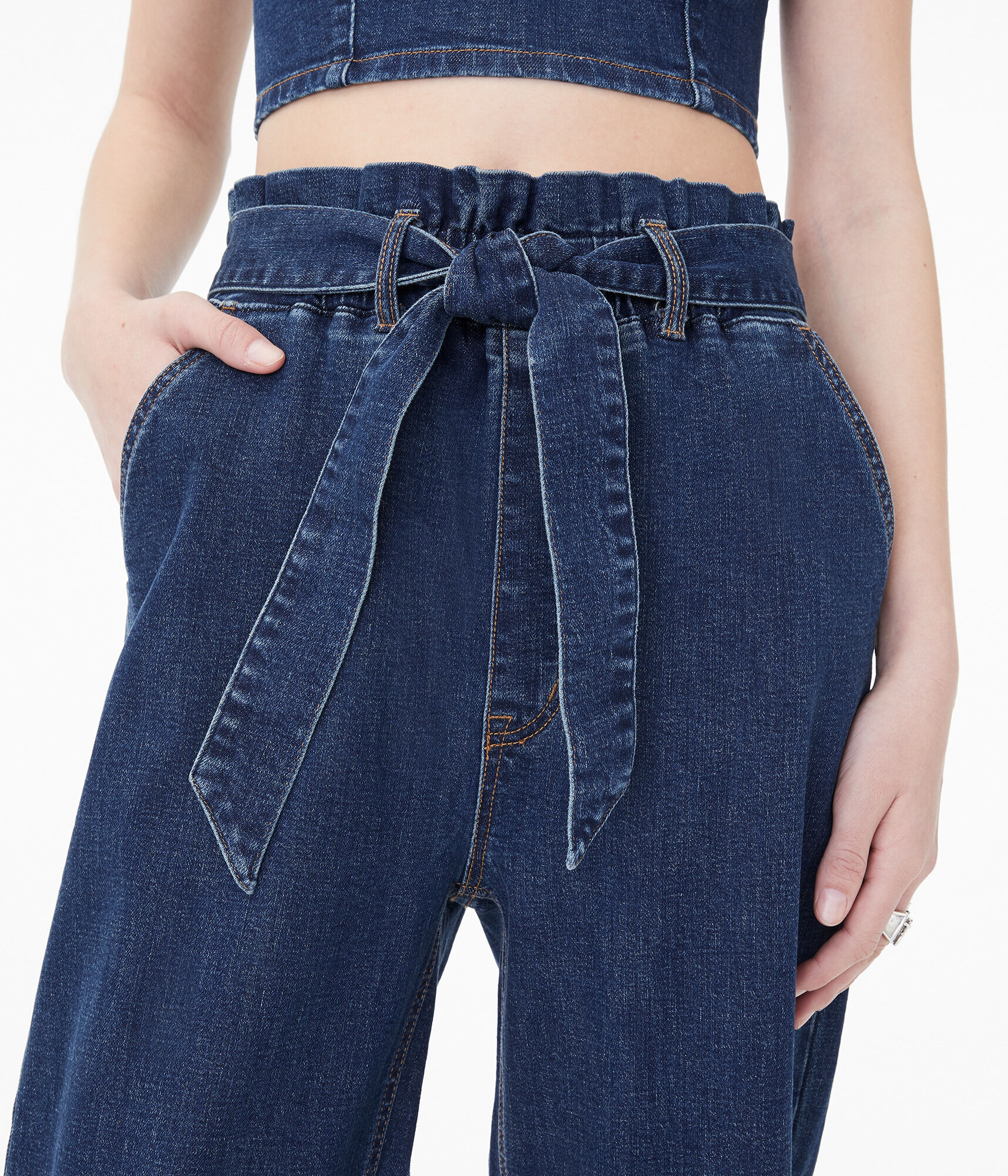 Real Denim High-Rise Wide-Leg Denim Pants