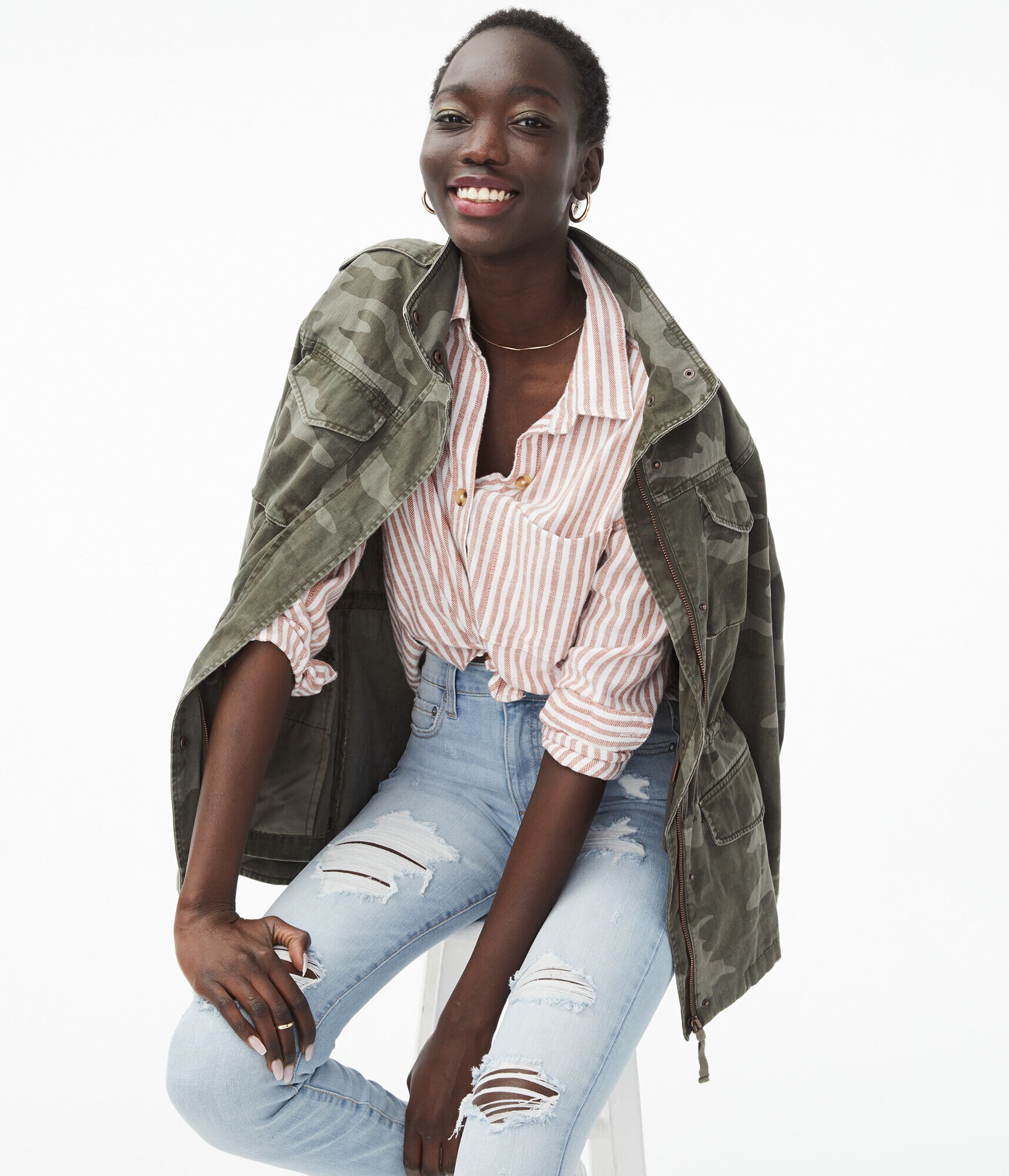 Long Sleeve Striped Button-Down Shirt