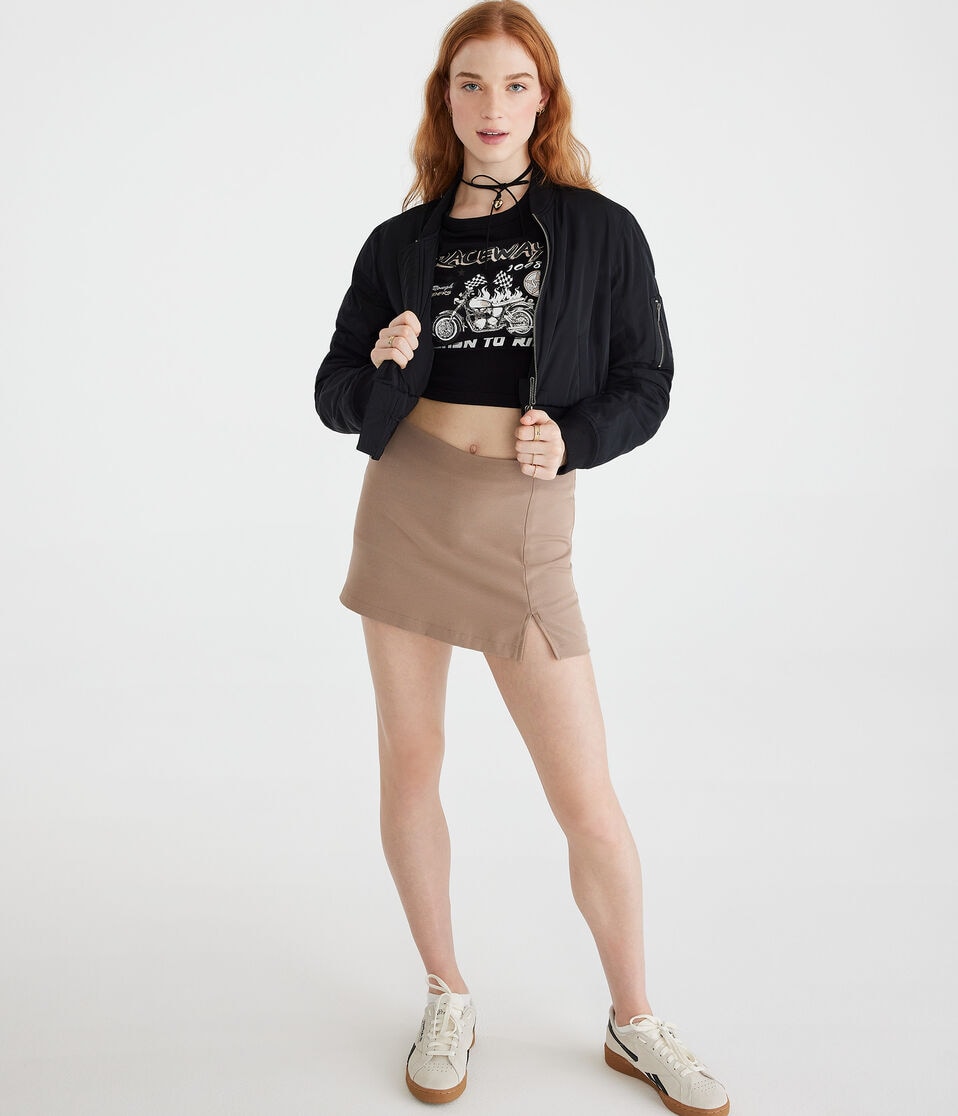 Long Sleeve Raceway Motorcycle Cropped Graphic Tee