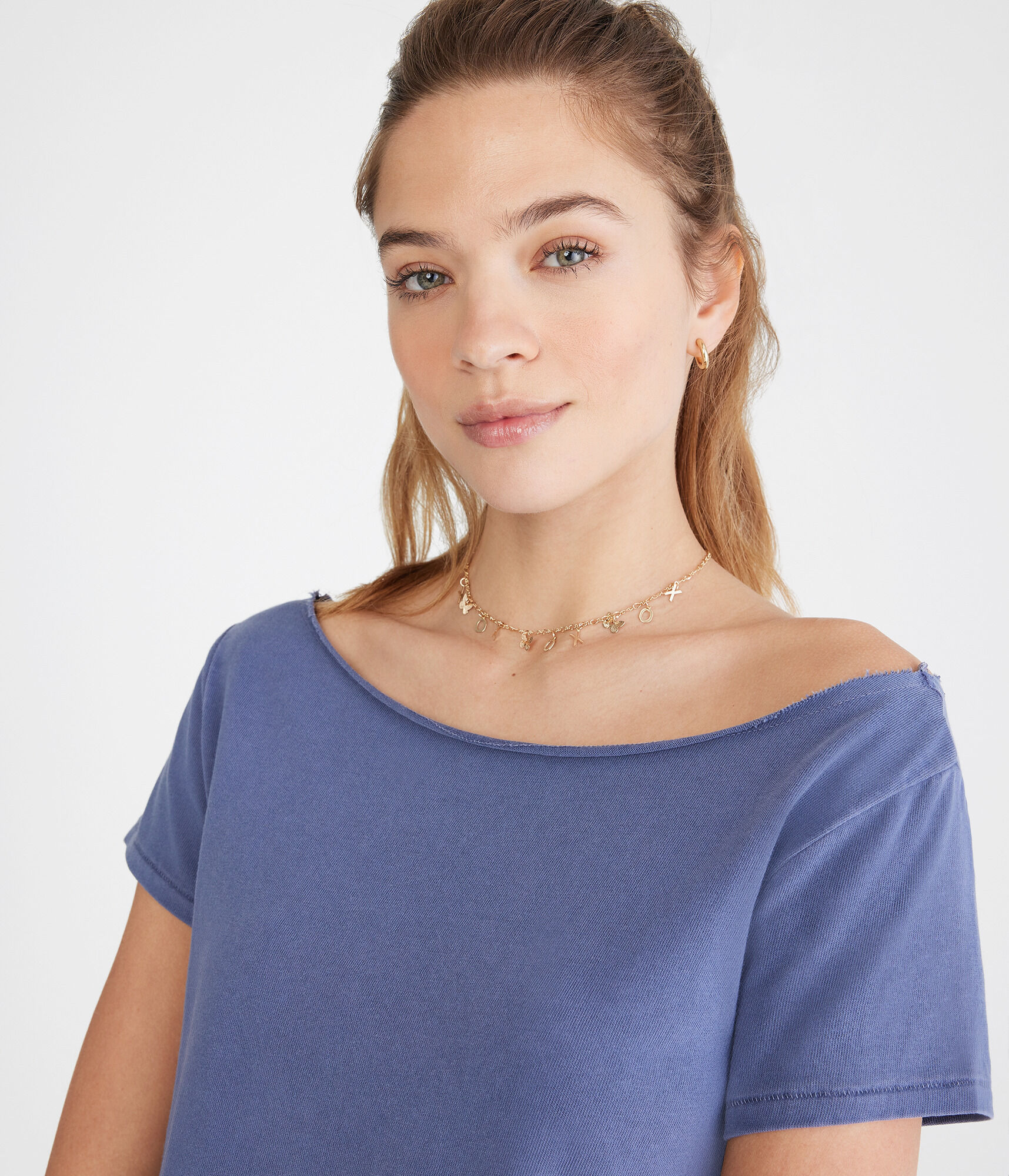 Washed Off-The-Shoulder Vintage Fit Crew Tee