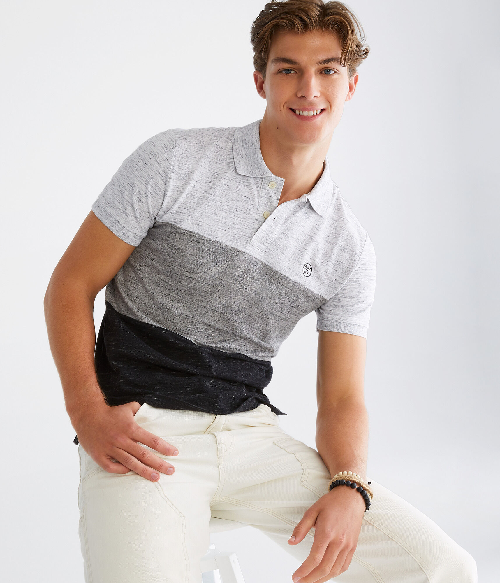 Space-Dyed Colorblock Stretch Piqu&eacute; Polo