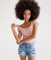 Seriously Stretchy High-Rise Denim Midi Shorts