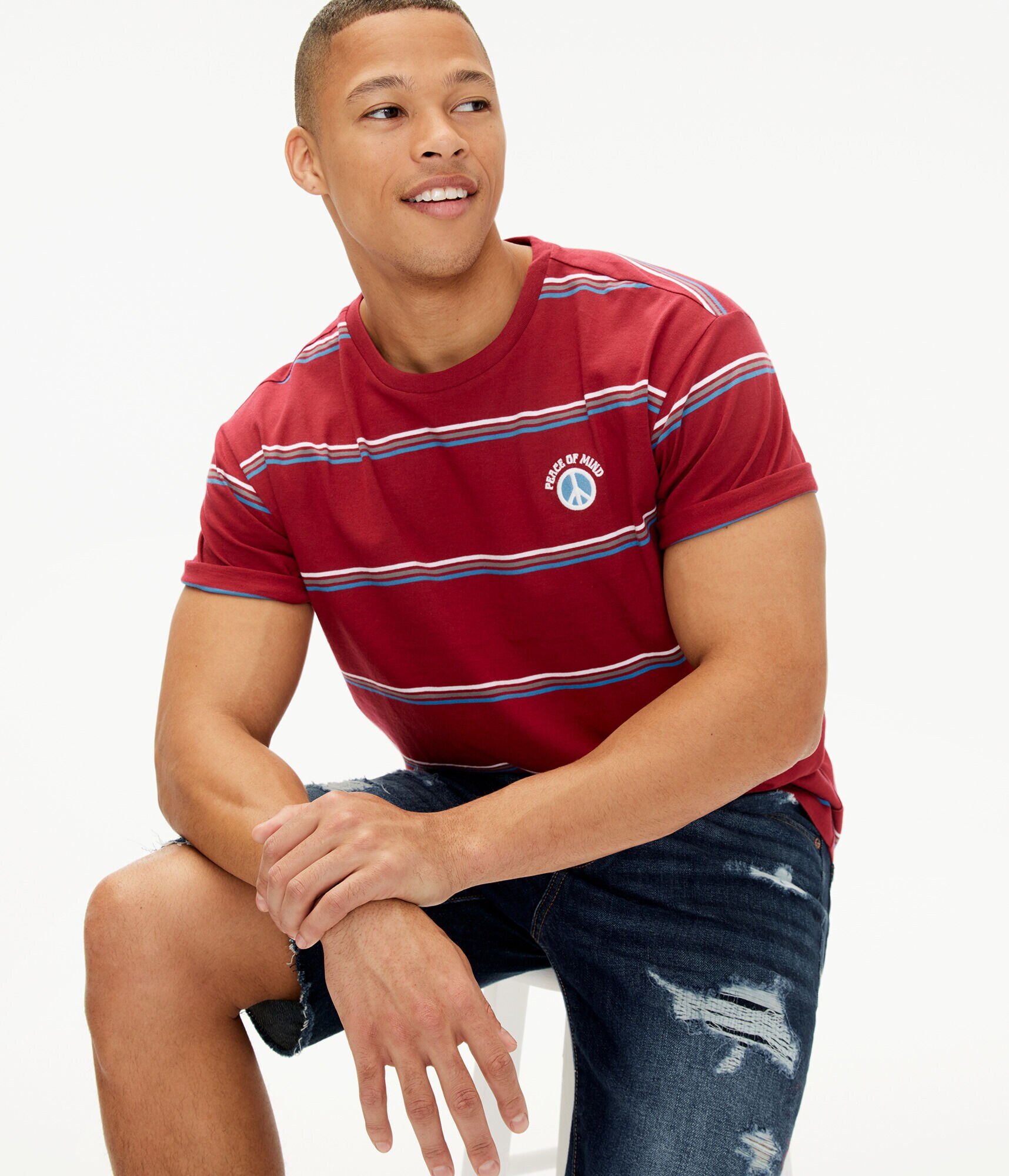 Peace Sign Thin Stripe Graphic Tee