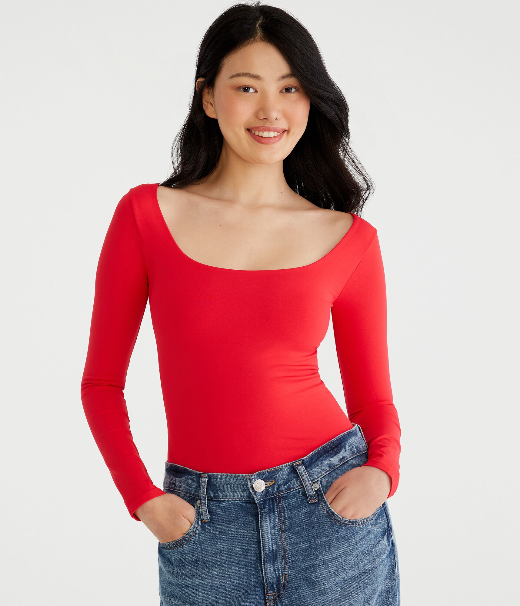 Long Sleeve Seriously Soft Sculpt Scoop-Neck Tee