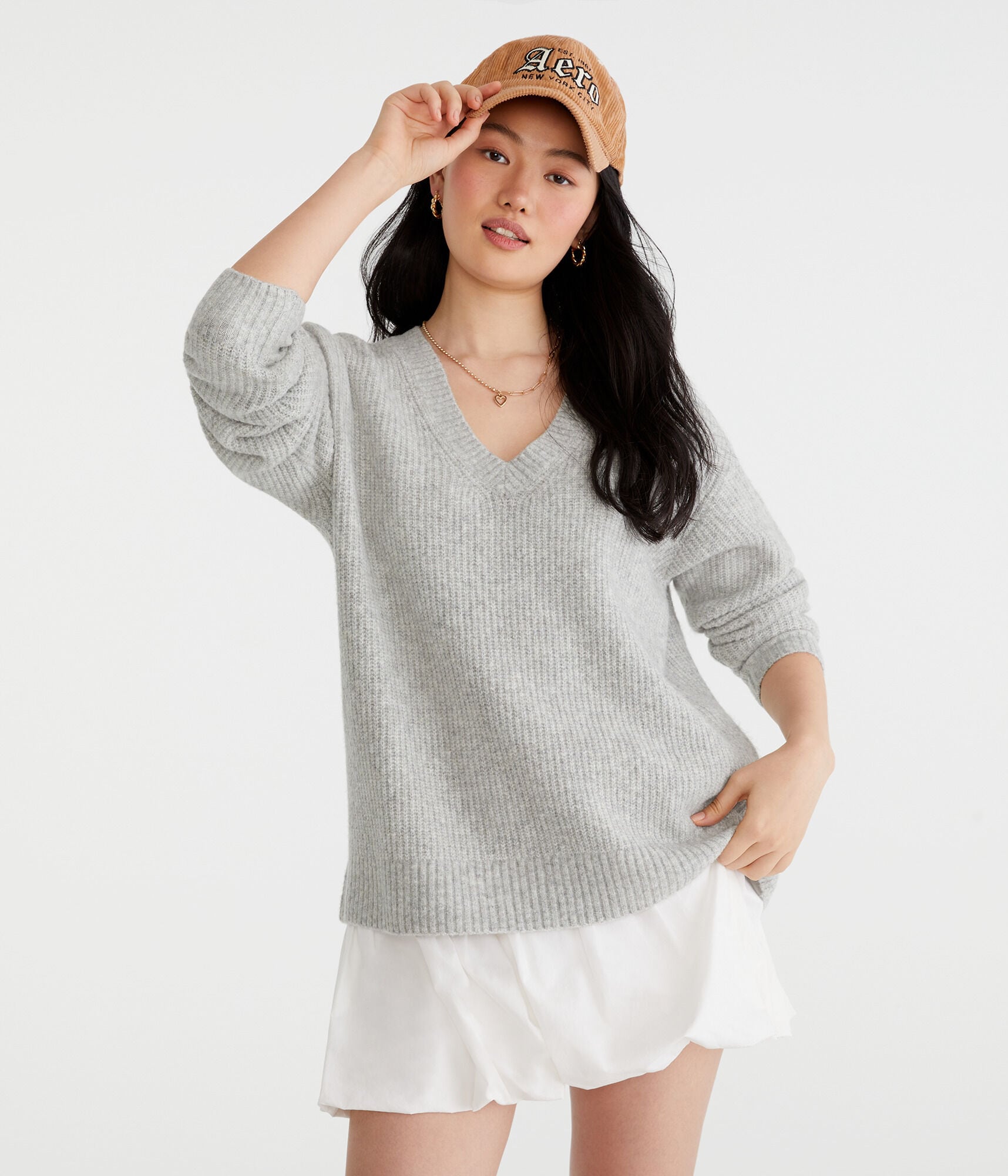 Shaker Knit V-Neck Sweater
