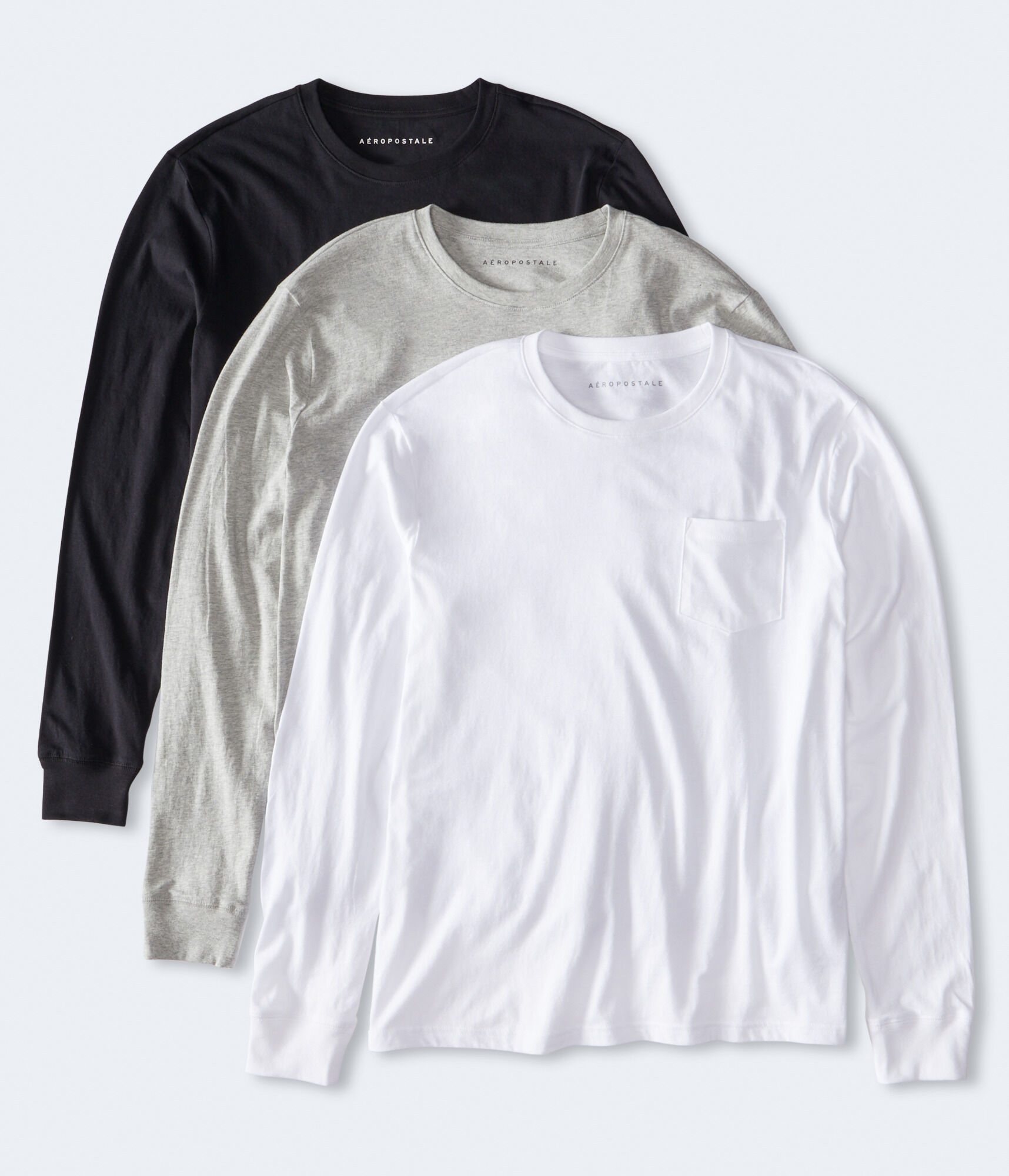 Long Sleeve Pocket Crew Tee 3-Pack