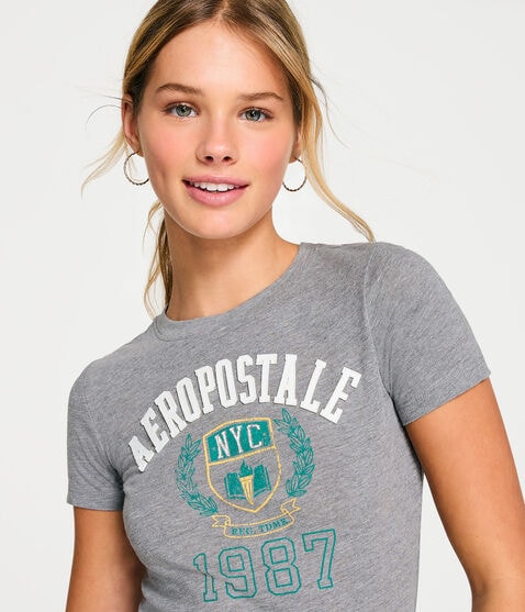 Aeropostale 1987 Crest Appliqué Graphic Tee Aeropostale 1987 Crest Appliqué Graphic Tee
