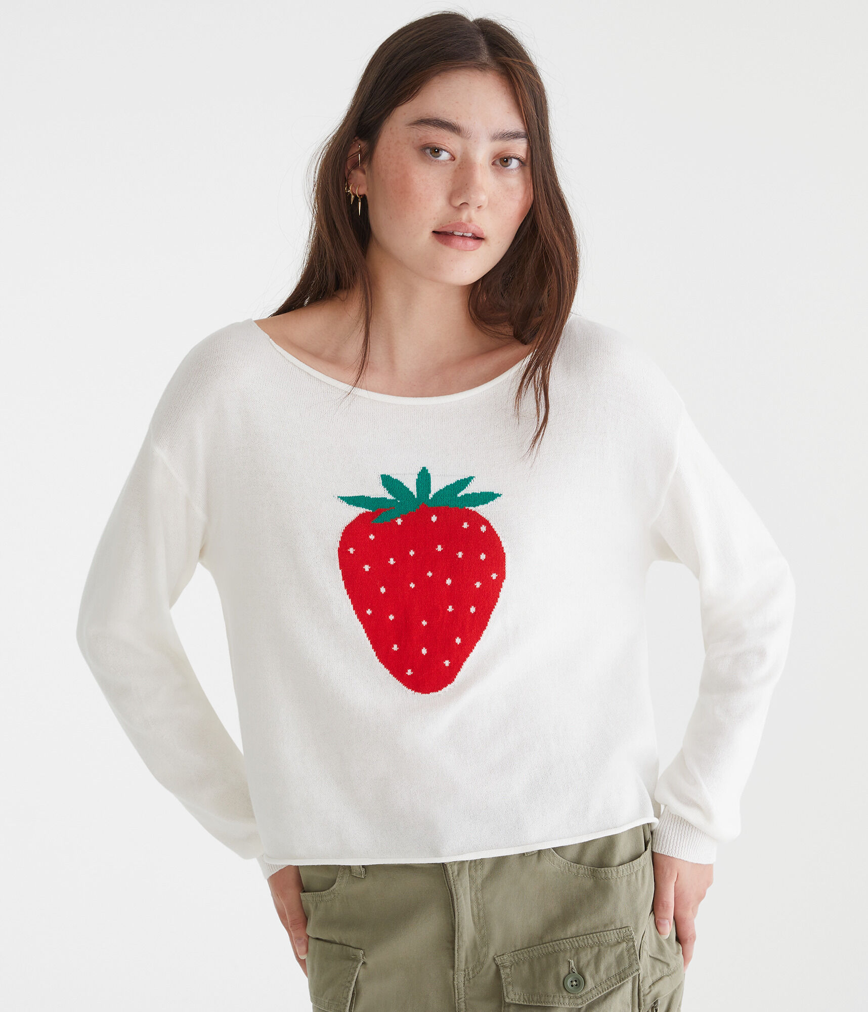 Strawberry Slash-Neck Sweater
