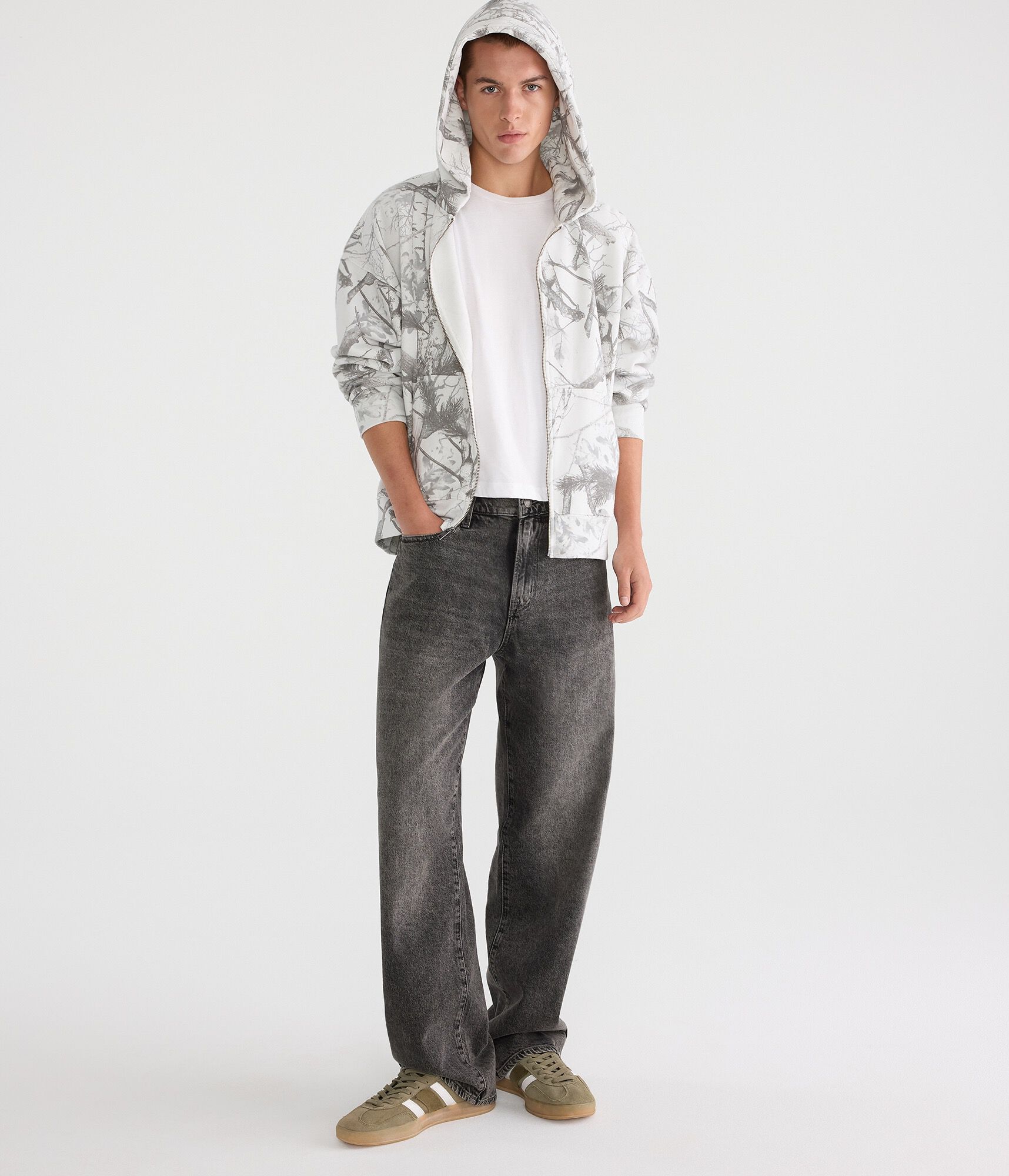Cloud Soft Forest Camo Boxy Full-Zip Hoodie