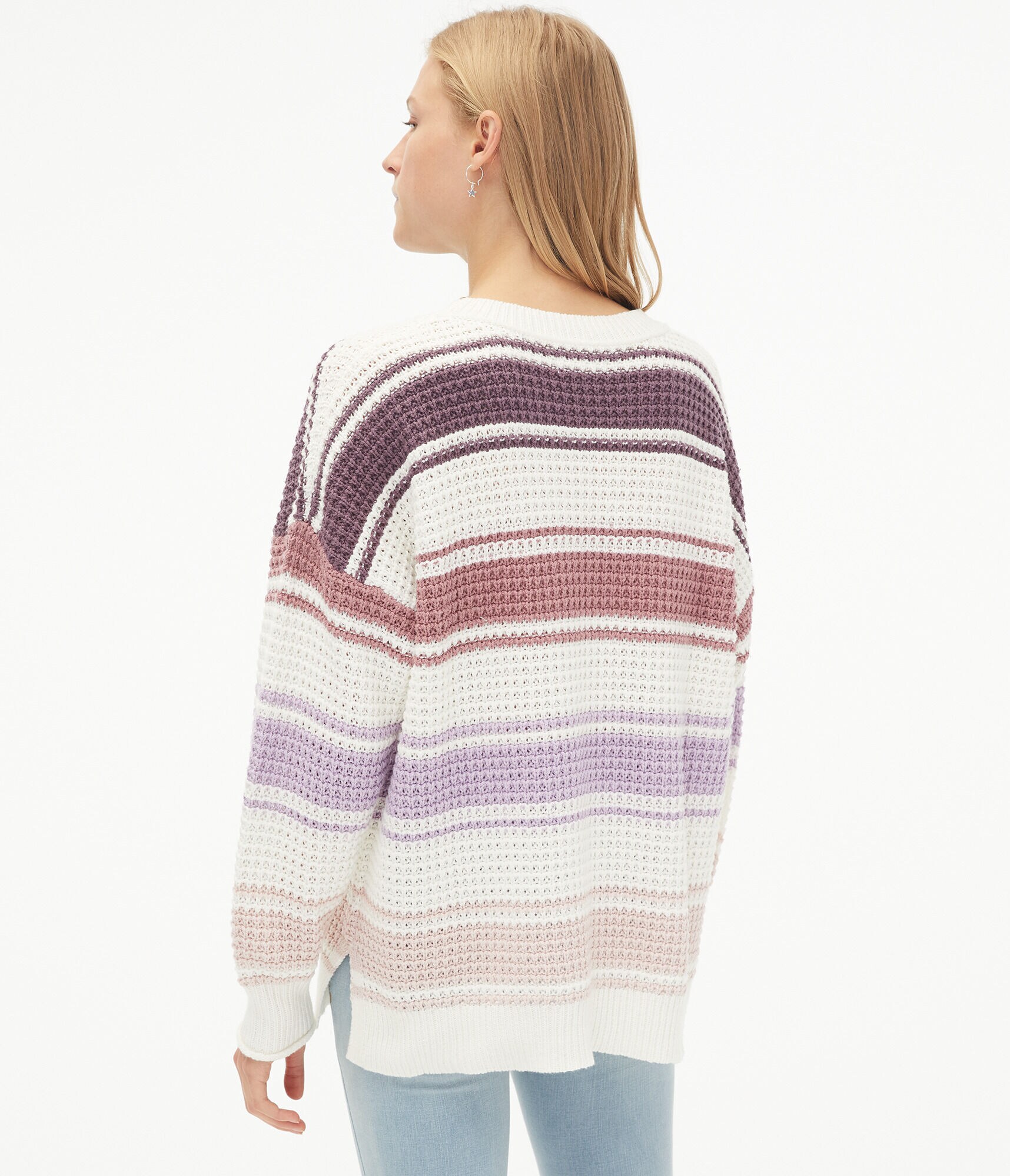 Striped Crew Tunic Sweater