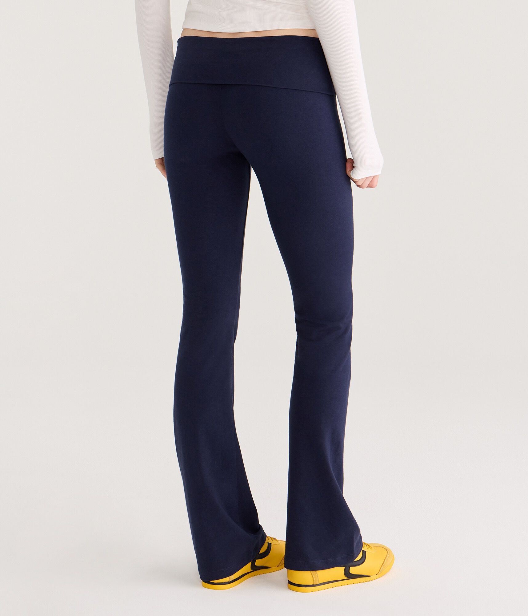 Mid-Rise Fold-Over Bootcut Pants