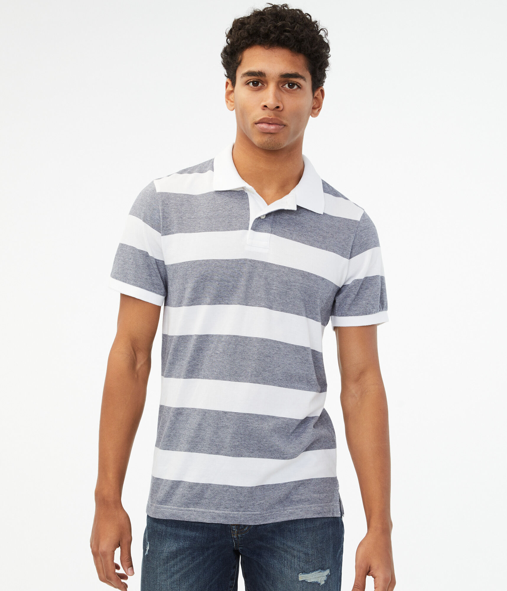 Thick Stripe Jersey Polo