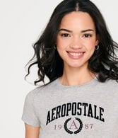 Aeropostale Arch Crest Flocked Graphic Tee