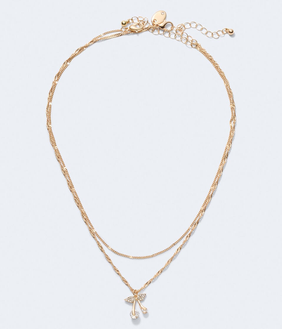 Rhinestone Cherry Necklace 2-Pack