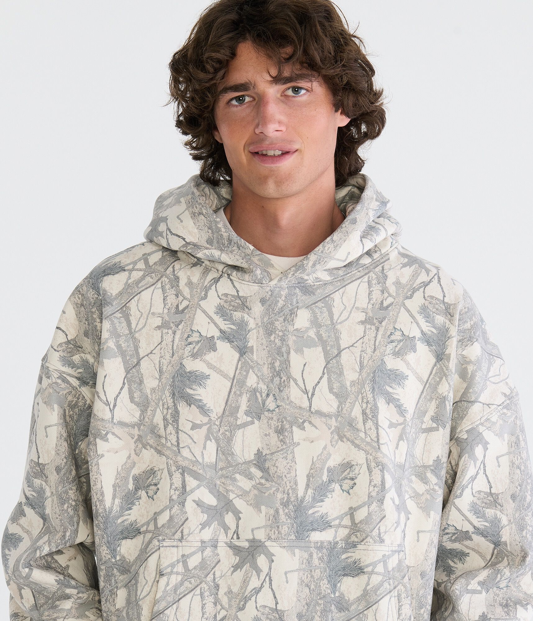 Cloud Soft Forest Camo Boxy Pullover Hoodie