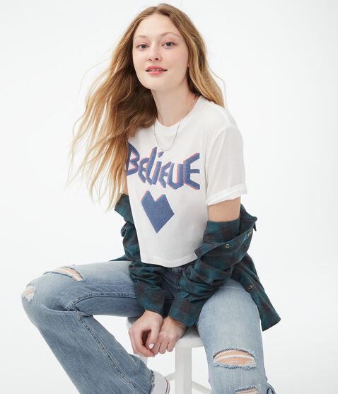 Believe Boxy Cropped Graphic Tee