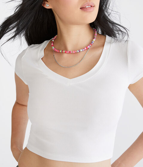 Seriously Soft Ribbed V-Neck Baby Tee Seriously Soft Ribbed V-Neck Baby Tee