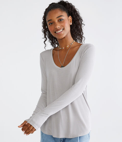 Long Sleeve Seriously Soft Ribbed V-Neck Tee Long Sleeve Seriously Soft Ribbed V-Neck Tee