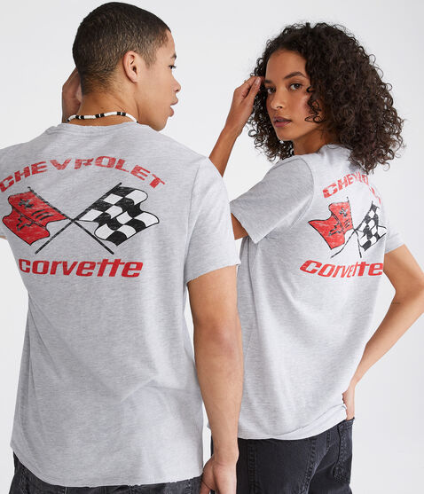 Chevrolet Corvette Flags Oversized Graphic Tee Chevrolet Corvette Flags Oversized Graphic Tee
