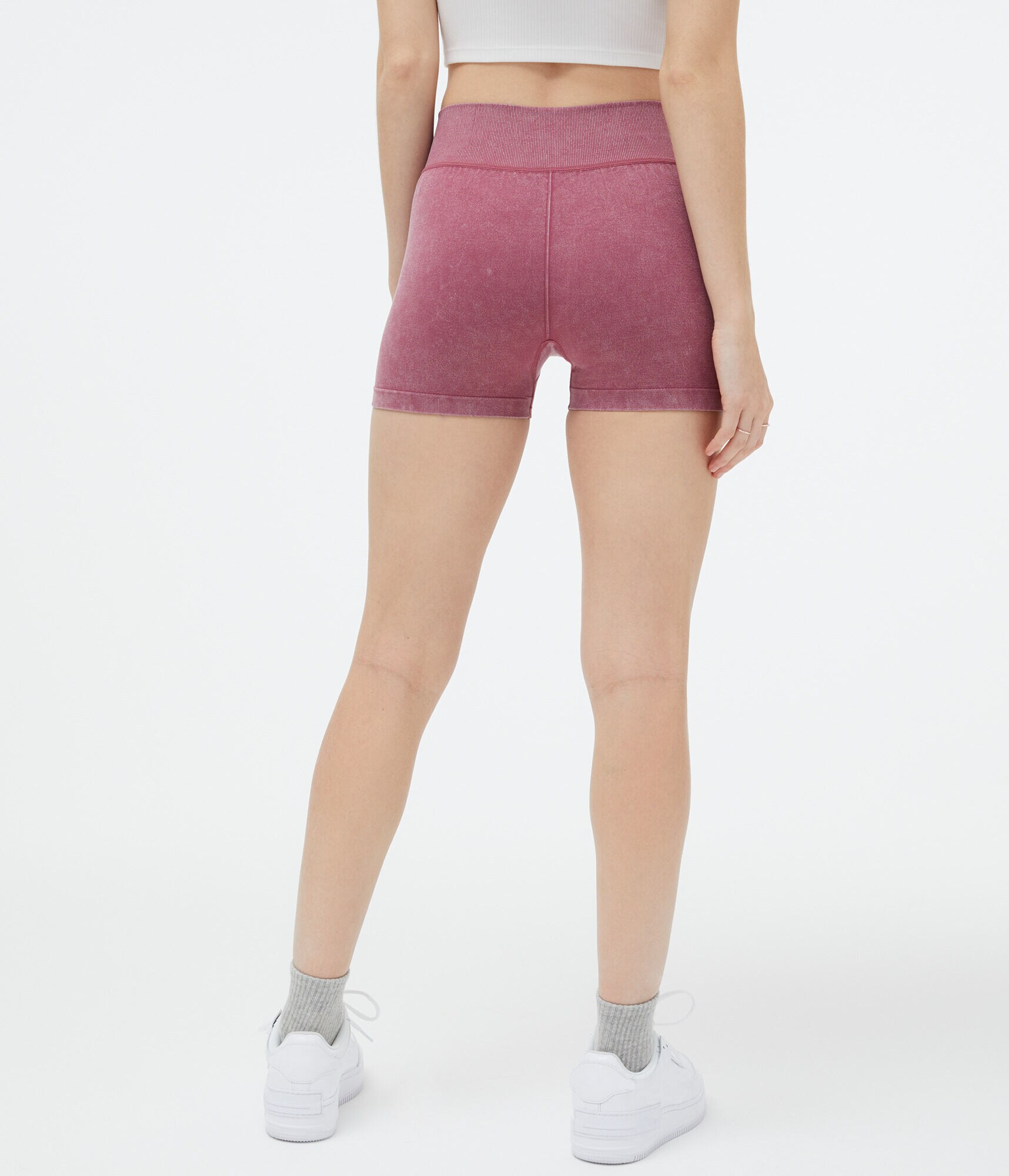 Acid Wash Seamless High-Rise Booty Shorts