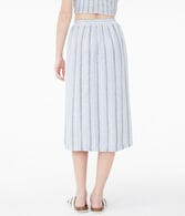 Striped Button-Front Midi Skirt