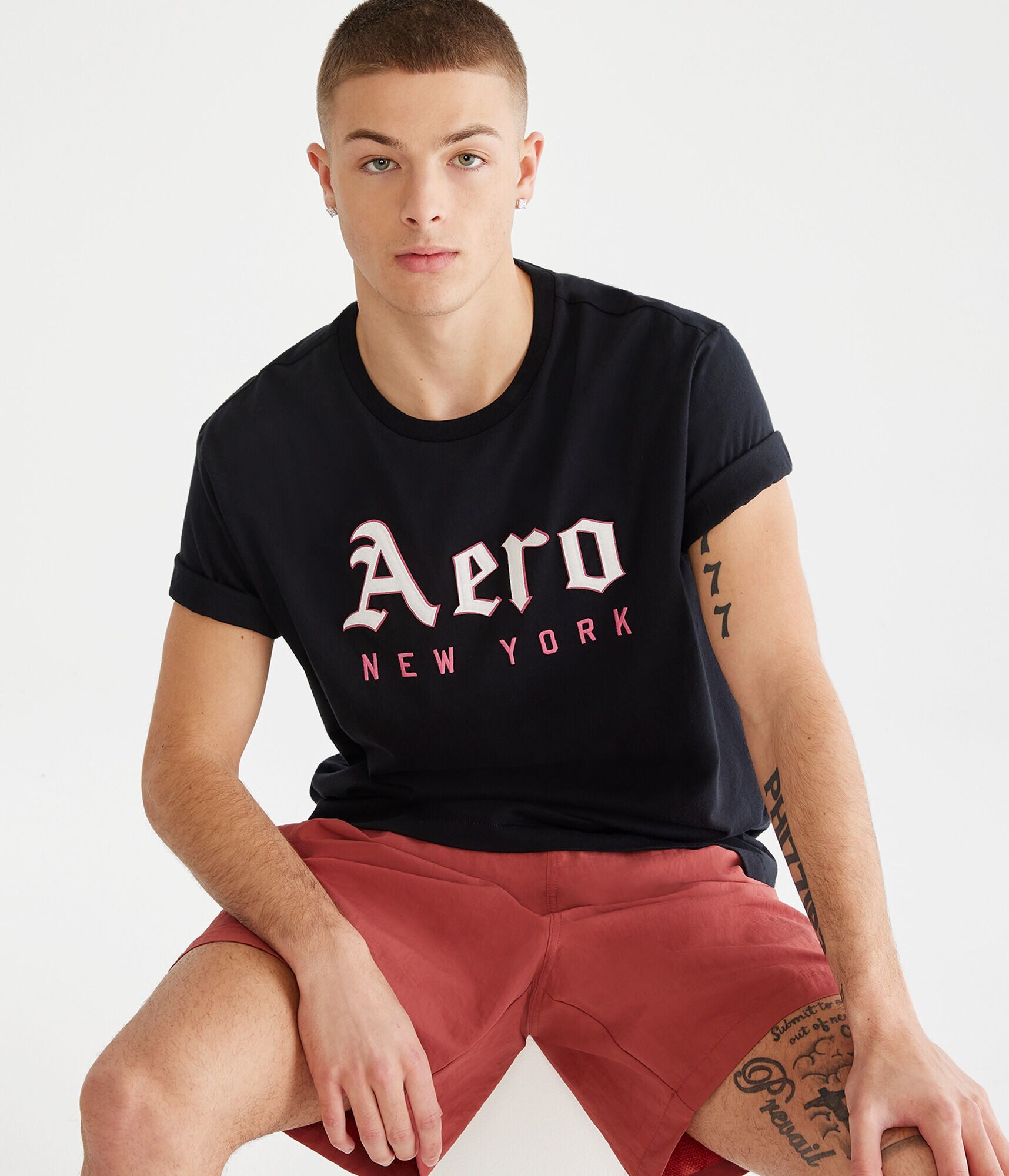 Aero New York Gothic Logo Appliqu&eacute; Graphic Tee
